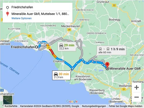 Anfahrtskarte nach Friedrichshafen