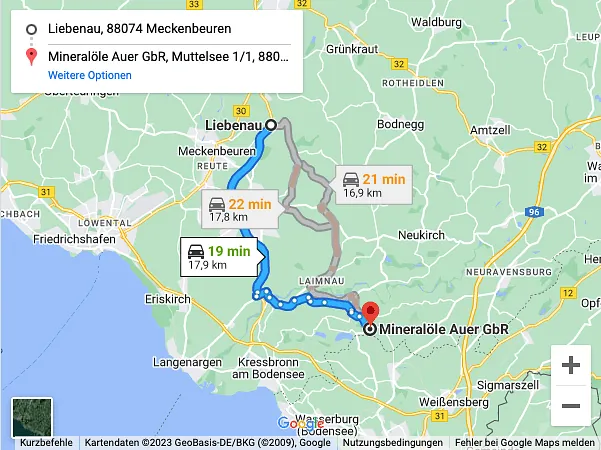 Anfahrtskarte nach Liebenau