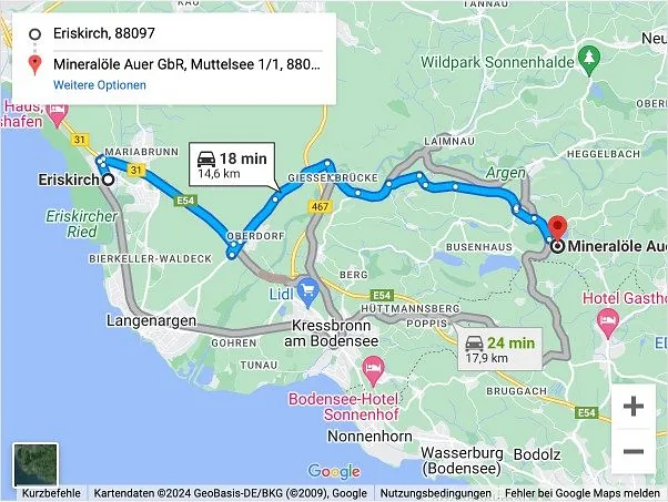 Anfahrtskarte nach Eriskirch