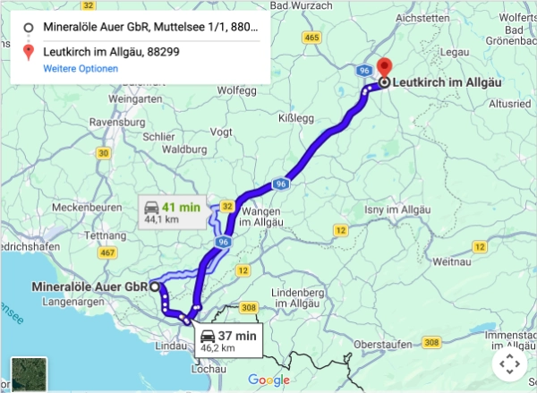 Anfahrtskarte nach Leutkirch