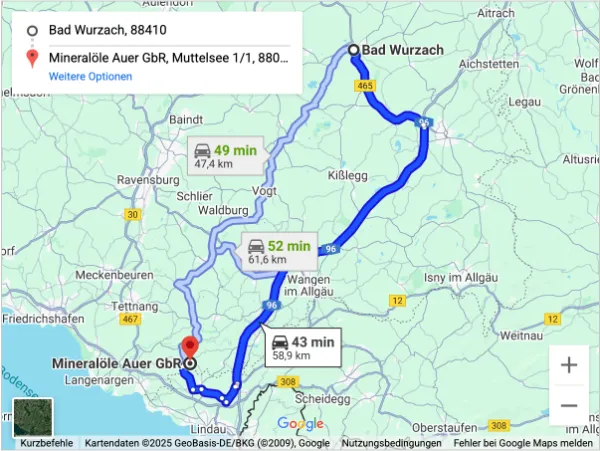 Anfahrtskarte nach Bad Wurzach